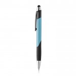 Bolígrafo de plástico en colores con pulsador táctil tinta azul color turquesa