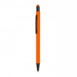 Bolígrafo de aluminio con cuerpo goma y puntero en tinta azul color naranja