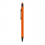 Bolígrafo de aluminio con cuerpo goma y puntero en tinta azul color naranja