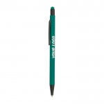 Bolígrafo de aluminio con cuerpo goma y puntero en tinta azul color verde oscuro