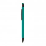Bolígrafo de aluminio con cuerpo goma y puntero en tinta azul color verde oscuro vista 1