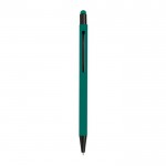 Bolígrafo de aluminio con cuerpo goma y puntero en tinta azul color verde oscuro vista 2