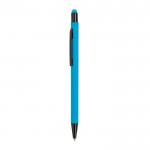 Bolígrafo de aluminio con cuerpo goma y puntero en tinta azul color turquesa vista 1