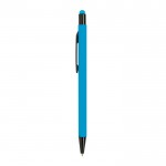 Bolígrafo de aluminio con cuerpo goma y puntero en tinta azul color turquesa vista 2