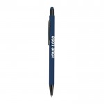 Bolígrafo de aluminio con cuerpo goma y puntero en tinta azul color azul marino