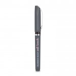 Roller ergonómico de plástico con acabado de caucho tinta negra color gris claro vista con logo impreso