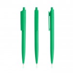 Bolígrafo ecológico con cuerpo monocolor y clip ancho tinta azul color verde
