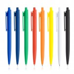 Bolígrafo ecológico con cuerpo monocolor y clip ancho tinta azul vista 1