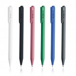 Bolígrafo de plástico unicolor con tinta azul estilo gel vista con varios colores