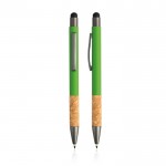Bolígrafo de aluminio y corcho con tacto de goma tinta azul color verde