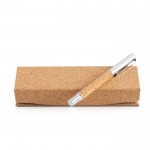 Roller elegante de metal y corcho con caja magnética tinta azul vista 1