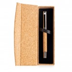 Roller elegante de metal y corcho con caja magnética tinta azul vista 4