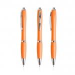 Bolígrafo de plástico de los océanos detalles cromados tinta azul color naranja