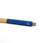 Bolígrafo de aluminio reciclado con empuñadura de bambú tinta azul vista 1