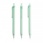 Bolígrafo triangular de plástico con detalles transparentes tinta azul color verde menta
