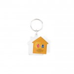 Llavero con forma de casa e inserción de papel interior a 2 caras color transparente