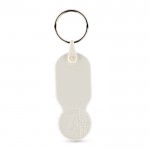 Llavero de plástico con moneda de 1 euro y carátula personalizable color blanco