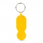 Llavero de plástico con moneda de 1 euro y carátula personalizable color amarillo