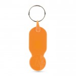 Llavero de plástico con moneda de 1 euro y carátula personalizable color naranja