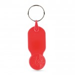 Llavero de plástico con moneda de 1 euro y carátula personalizable color rojo