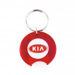Llavero con moneda para carro y papel personalizable en la cubierta color rojo
