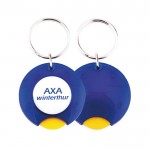 Llavero con moneda para carro y papel personalizable en la cubierta color azul real vista 3