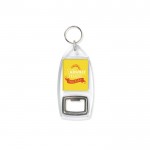 Llavero con abrebotellas y cápsula para papel personalizado color transparente