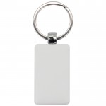 Llavero rectangular con lado de plástico de color y aro de metal color blanco vista 1