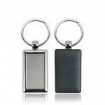 Llavero rectangular con lado de plástico de color y aro de metal color negro vista 11