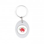 Llavero con forma ovalada que tiene moneda para carro interior color blanco