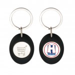 Llavero con forma ovalada que tiene moneda para carro interior color negro vista 2