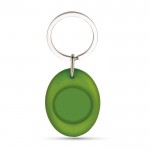 Llavero con forma ovalada que tiene moneda para carro interior color verde claro