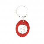 Llavero con forma ovalada que tiene moneda para carro interior color rojo vista 1