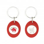 Llavero con forma ovalada que tiene moneda para carro interior color rojo vista 2