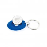 Llavero con forma ovalada que tiene moneda para carro interior color azul real vista 2
