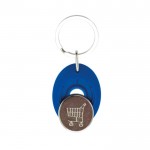 Llavero con forma ovalada que tiene moneda para carro interior color azul real vista 3