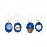Llavero con forma ovalada que tiene moneda para carro interior color azul real vista 4