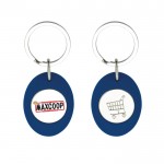 Llavero con forma ovalada que tiene moneda para carro interior color azul real vista 5