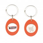 Llavero con forma ovalada que tiene moneda para carro interior vista 1