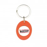 Llavero con forma ovalada que tiene moneda para carro interior