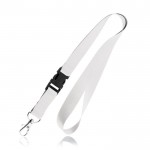 Lanyard de poliéster de 2cm con tip top y mosquetón metálico color blanco