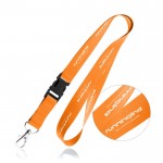 Lanyard de poliéster de 2cm con tip top y mosquetón metálico color naranja