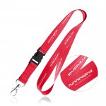 Lanyard de poliéster de 2cm con tip top y mosquetón metálico color rojo