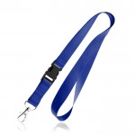 Lanyard de poliéster de 2cm con tip top y mosquetón metálico color azul marino