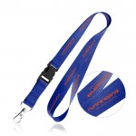 Lanyard de poliéster de 2cm con tip top y mosquetón metálico color azul marino
