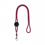 Lanyard tubular de poliéster ajustable y con mosquetón 3cm color rosa