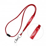 Lanyard tubular de poliéster con mosquetón y cierre de seguridad color rojo