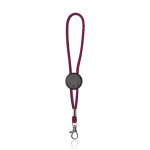 Llavero de poliéster con mosquetón y pieza personalizable color rosa