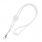 Lanyard tubular regulable de poliéster con mosquetón 3cm color blanco