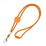 Lanyard tubular regulable de poliéster con mosquetón 3cm color naranja